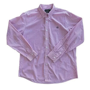 Lauren Ralph Lauren Long Sleeve Dress Shirt Size 17 1/2 Slim Fit Pink Checkered